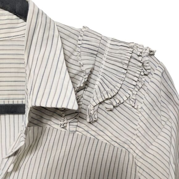 SIBEL SARAL Striped Ruffle Shoulder Button Top XS - Picture 2 of 5